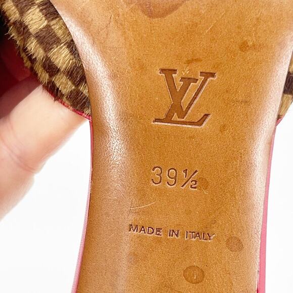 Louis Vuitton Vintage Tricolor Damier Calf Hair Bow Slide Sandals Mule EU 39.5 - Picture 13 of 14